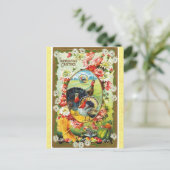 ヴィンテージ感謝祭トルコフローラ ポストカード (スタンド正面)