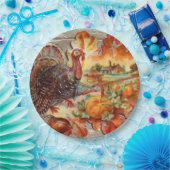 ヴィンテージ感謝祭トルコホリデー紙プレート ペーパープレート (パーティー)