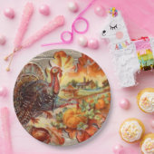 ヴィンテージ感謝祭トルコホリデー紙プレート ペーパープレート (パーティー)