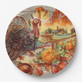 ヴィンテージ感謝祭トルコホリデー紙プレート ペーパープレート