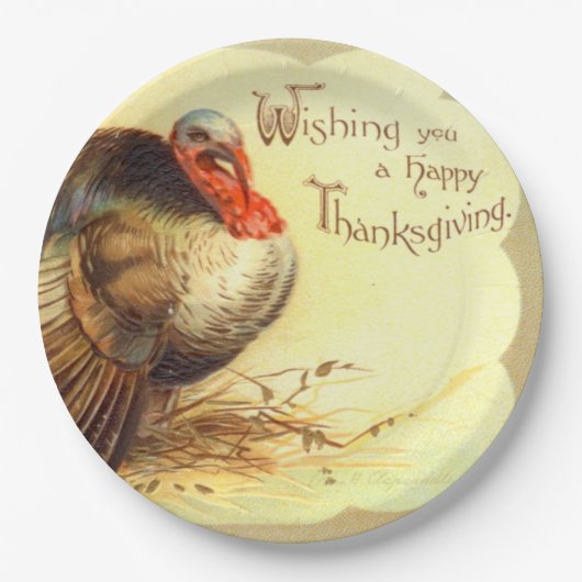 ヴィンテージ感謝祭トルコホリデー紙プレート ペーパープレート (正面)
