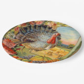 ヴィンテージ感謝祭トルコホリデー紙プレート ペーパープレート (アングル)