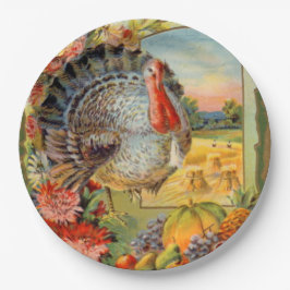 ヴィンテージ感謝祭トルコホリデー紙プレート ペーパープレート