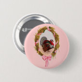 ヴィンテージ感謝祭トルコリース 缶バッジ (正面&裏面)