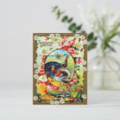 ヴィンテージ感謝祭トルコ収穫フローラ ポストカード (スタンド正面)