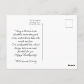 ヴィンテージ感謝祭トルコ収穫フローラ ポストカード (裏面)