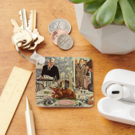 ヴィンテージ感謝祭トルコ家族との夕食 キーホルダー