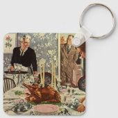 ヴィンテージ感謝祭トルコ家族との夕食 キーホルダー (裏面)