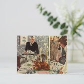 ヴィンテージ感謝祭トルコ家族との夕食 シーズンポストカード (スタンド正面)