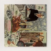 ヴィンテージ感謝祭トルコ家族との夕食 ジグソーパズル (横)