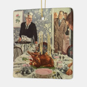 ヴィンテージ感謝祭トルコ家族との夕食 セラミックオーナメント (左)
