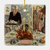 ヴィンテージ感謝祭トルコ家族との夕食 セラミックオーナメント (裏面)