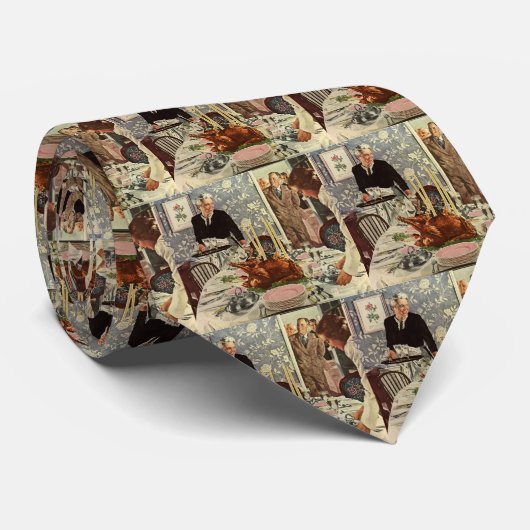 ヴィンテージ感謝祭トルコ家族との夕食 ネクタイ (ロール)