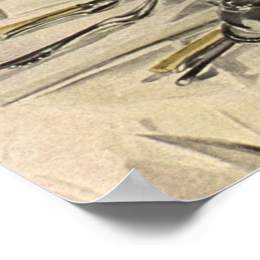 ヴィンテージ感謝祭トルコ家族との夕食 ポスター (角)