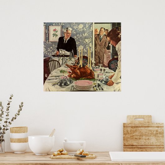 ヴィンテージ感謝祭トルコ家族との夕食 ポスター (キッチン)