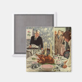 ヴィンテージ感謝祭トルコ家族との夕食 マグネット (正面/裏面)