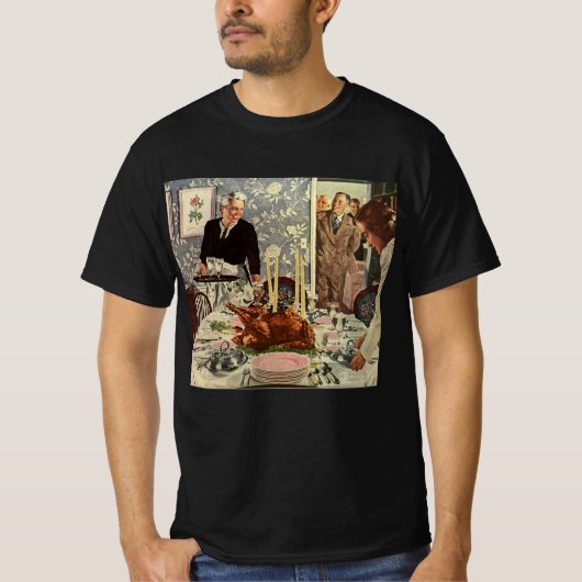 ヴィンテージ感謝祭トルコ家族との夕食 Tシャツ (正面)