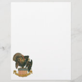 ヴィンテージ感謝祭トルコ、イーグル、アメリカ国旗 (正面)