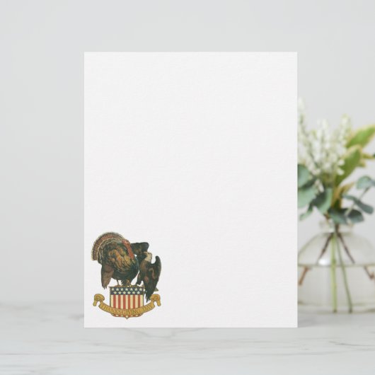 ヴィンテージ感謝祭トルコ、イーグル、アメリカ国旗 (スタンド正面)
