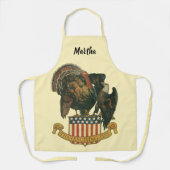 ヴィンテージ感謝祭トルコ、イーグル、アメリカ国旗 エプロン (正面)