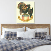 ヴィンテージ感謝祭トルコ、イーグル、アメリカ国旗 キャンバスプリント (インサイチュ (寝室))