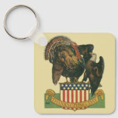 ヴィンテージ感謝祭トルコ、イーグル、アメリカ国旗 キーホルダー (正面)