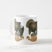 ヴィンテージ感謝祭トルコ、イーグル、アメリカ国旗 コーヒーマグカップ (正面左)