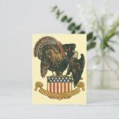 ヴィンテージ感謝祭トルコ、イーグル、アメリカ国旗 シーズンカード (スタンド正面)