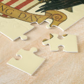 ヴィンテージ感謝祭トルコ、イーグル、アメリカ国旗 ジグソーパズル (側面)