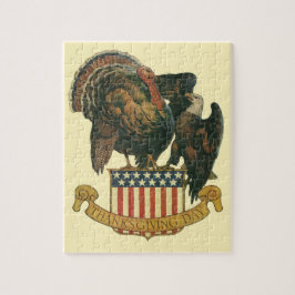 ヴィンテージ感謝祭トルコ、イーグル、アメリカ国旗 ジグソーパズル