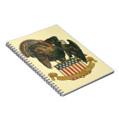 ヴィンテージ感謝祭トルコ、イーグル、アメリカ国旗 ノートブック (右側)
