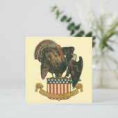 ヴィンテージ感謝祭トルコ、イーグル、アメリカ国旗 招待状 (スタンド正面)