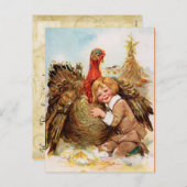 ヴィンテージ感謝祭トルコ シーズンポストカード (正面/裏面)