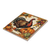 ヴィンテージ感謝祭トルコ、フルーツとカボチャ タイル (側面)