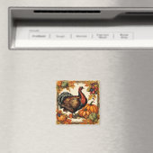 ヴィンテージ感謝祭トルコ、フルーツとカボチャ マグネット (インサイチュ (食洗機))