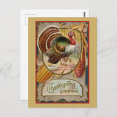 ヴィンテージ感謝祭トルコ ポストカード (正面/裏面)