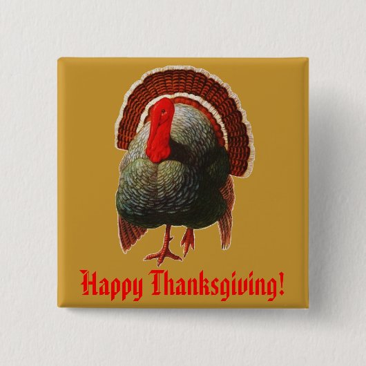 ヴィンテージ感謝祭トルコ 缶バッジ (正面)