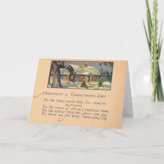 ヴィンテージ感謝祭ハッピーメッセージカード カード (正面)