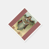 ヴィンテージ感謝祭ピルグリムウーマン紙ナプキンス スタンダードカクテルナプキン (角)