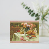 ヴィンテージ感謝祭ファミリーターキーディナー ポストカード (スタンド正面)