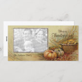 ヴィンテージ感謝祭フォトカード シーズンカード (正面/裏面)