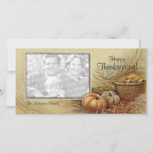 ヴィンテージ感謝祭フォトカード シーズンカード (正面)