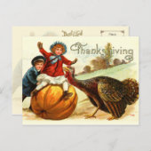 ヴィンテージ感謝祭フロリック シーズンポストカード (正面/裏面)