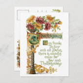 ヴィンテージ感謝祭フローラと詩 シーズンポストカード (正面/裏面)