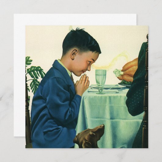 ヴィンテージ感謝祭ボーイことわざグレース招待状 招待状 (正面/裏面)