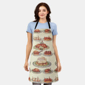 ヴィンテージ感謝祭メニュー七面鳥伝統的皿 エプロン (着用した状態)