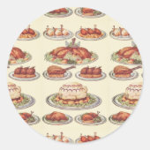 ヴィンテージ感謝祭メニュー七面鳥伝統的皿 ラウンドシール (正面)