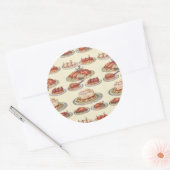 ヴィンテージ感謝祭メニュー七面鳥伝統的皿 ラウンドシール (封筒)