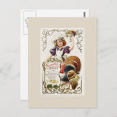 ヴィンテージ感謝祭メニュー葉書 ポストカード (正面/裏面)