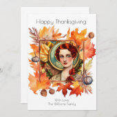 ヴィンテージ感謝祭招待状 招待状 (正面/裏面)